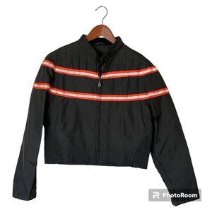 USA Biker Design Long Sleeve Full Zip Black/Orange Size Small Biker Jacket Women